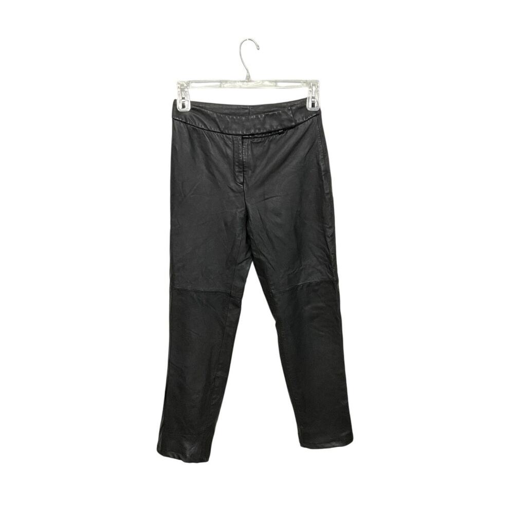 VTG Liz Claiborne Black Leather Riding Pants Size 6 Small Straight Leg